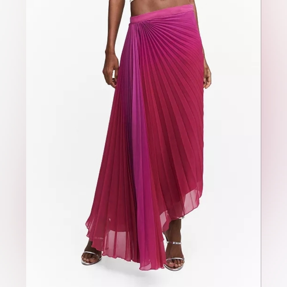 Mango Pleated Asymmetric Skirt